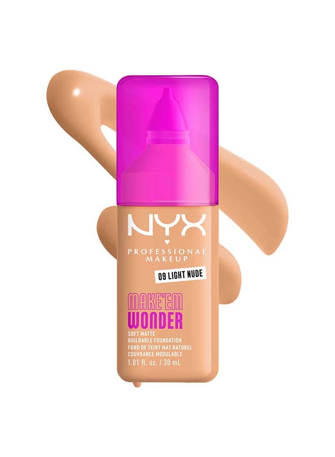 NYX PROFESSIONAL MAKEUP Make 'EM Wonder, 24H Soft Matte Foundation, Undetectable  Finish, Light Nude - Image 1